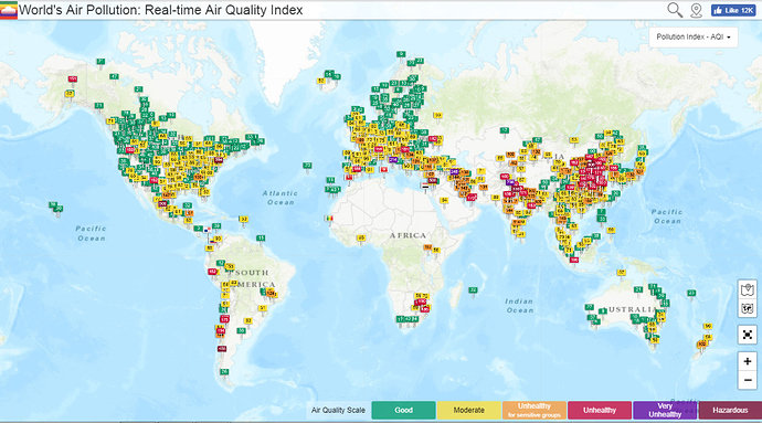 Indek pencemaran udara kota-kota besar di Dunia