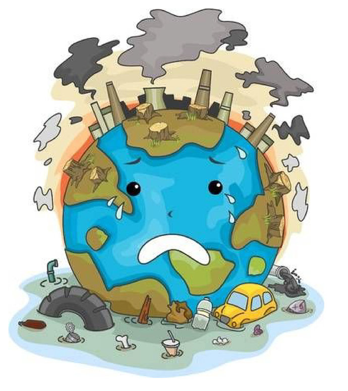 Illustration of Crying Earth Due to Pollution