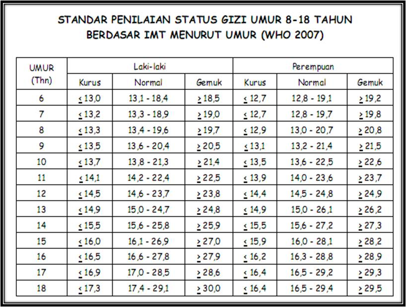 Tabel Ukuran Tinggi Badan Anak Perodua R