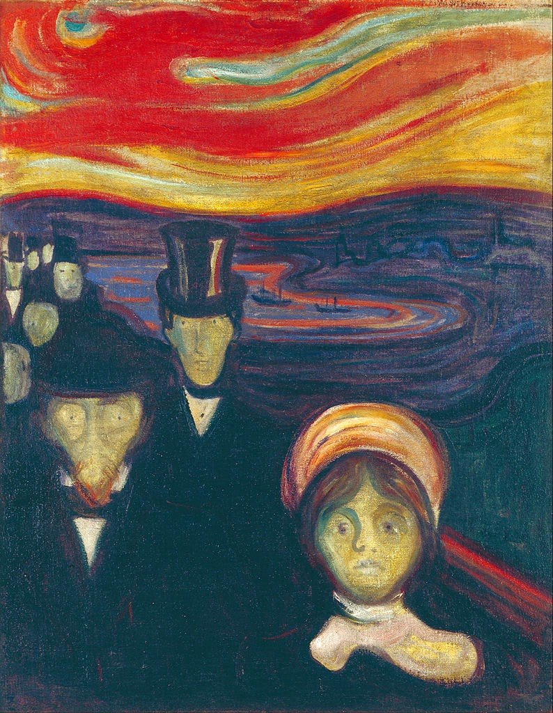Edvar Munch, Anxiety, 94x74 cm, oil on canvas, 1894, at Munch Museum, Oslo, Norway