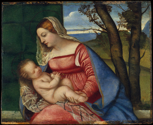 Madonna and Child by Titian, 45cm × 55 cm, oil on canvas, 1508 - Metropolitan Museum of Art (New York)