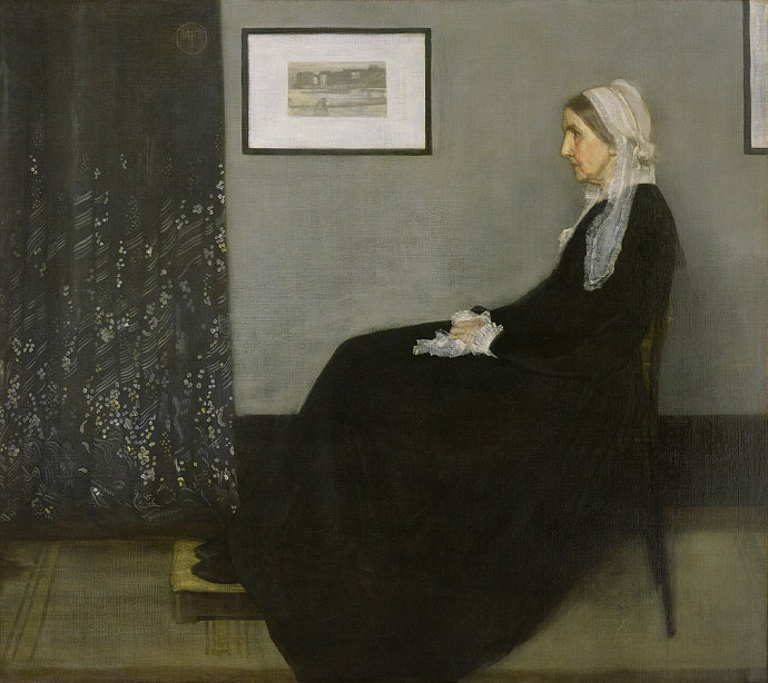 Lukisan Arangment ini Black and Grey, No. 1 (The Artist’s Mother (1872). James Abbot McNeil Whistler.