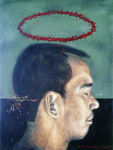 Agus Suwage, Holy Politician, 150 cm x 200 cm, Oil on canvas, 2001
