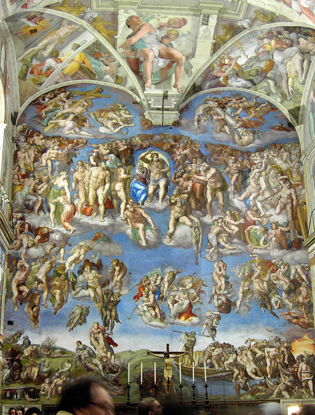 Michaelangelo Buonarroti, The Last Judgment, Oil and tempera on panel, 1,370 cm × 1,200 cm, 1534–1541, at Sistine Chapel, Rome