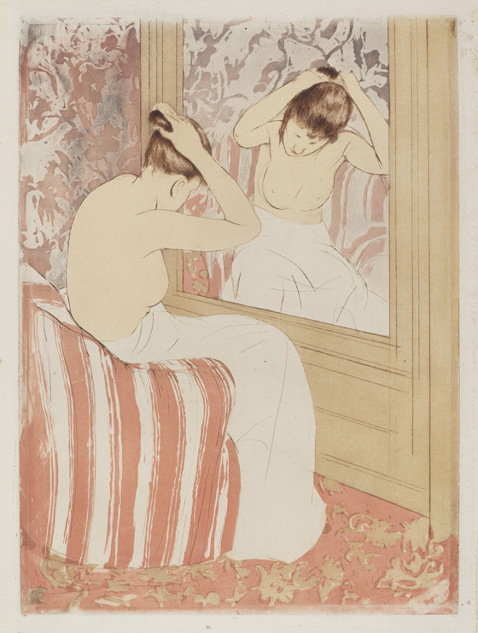 Lukisan The Coiffure (1891) Mary Cassat