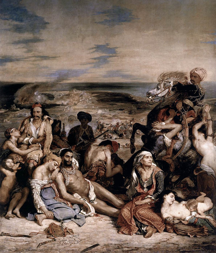 lukisan The Masacre at Chios (1821-1824). Eugène Delacroix.